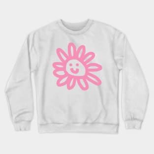 Pink Daisy Flower Smiley Face Crewneck Sweatshirt